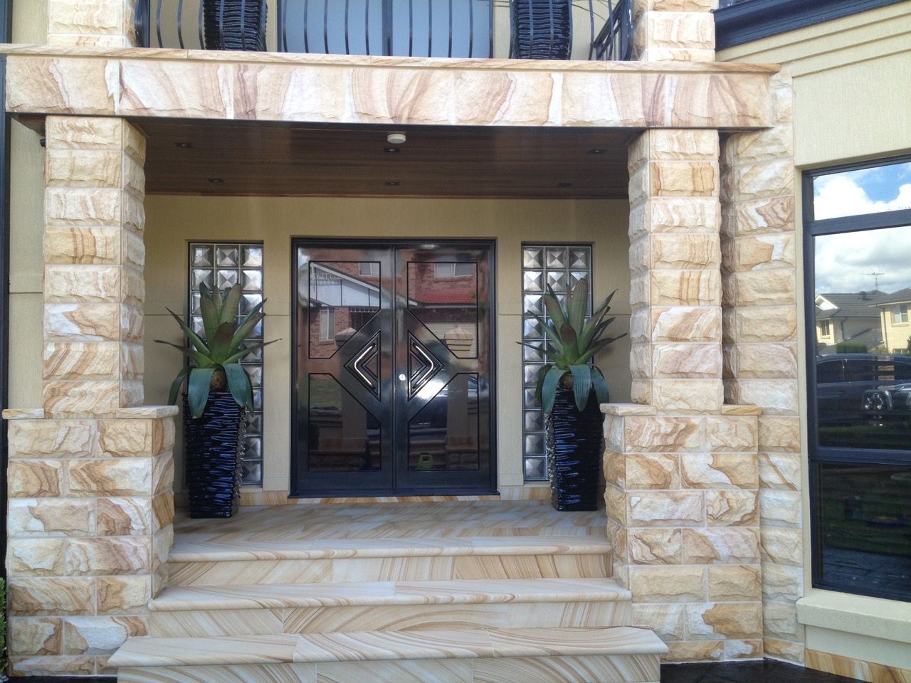 Sandstone entry portico — Mega Stoneworks, Sydney