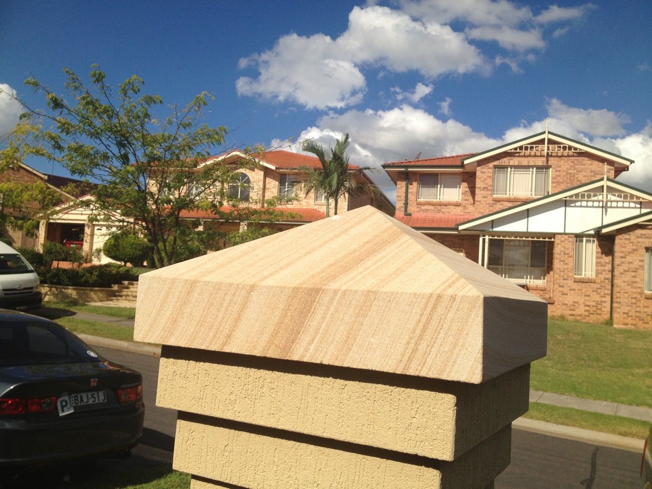 Sandstone pillar capping — Mega Stoneworks, Sydney